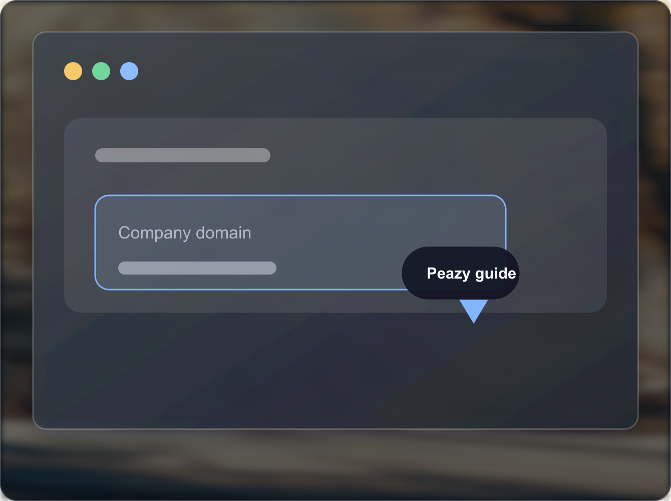 Peazy Guide HUD embedded inside a dark SaaS dashboard workflow